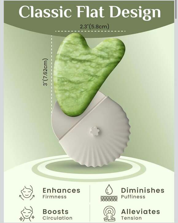 RENA CHRIS 100% Natural Xiuyan Jade Gua Sha Facial Tool with Silicone Seashell P - Picture 2 of 7